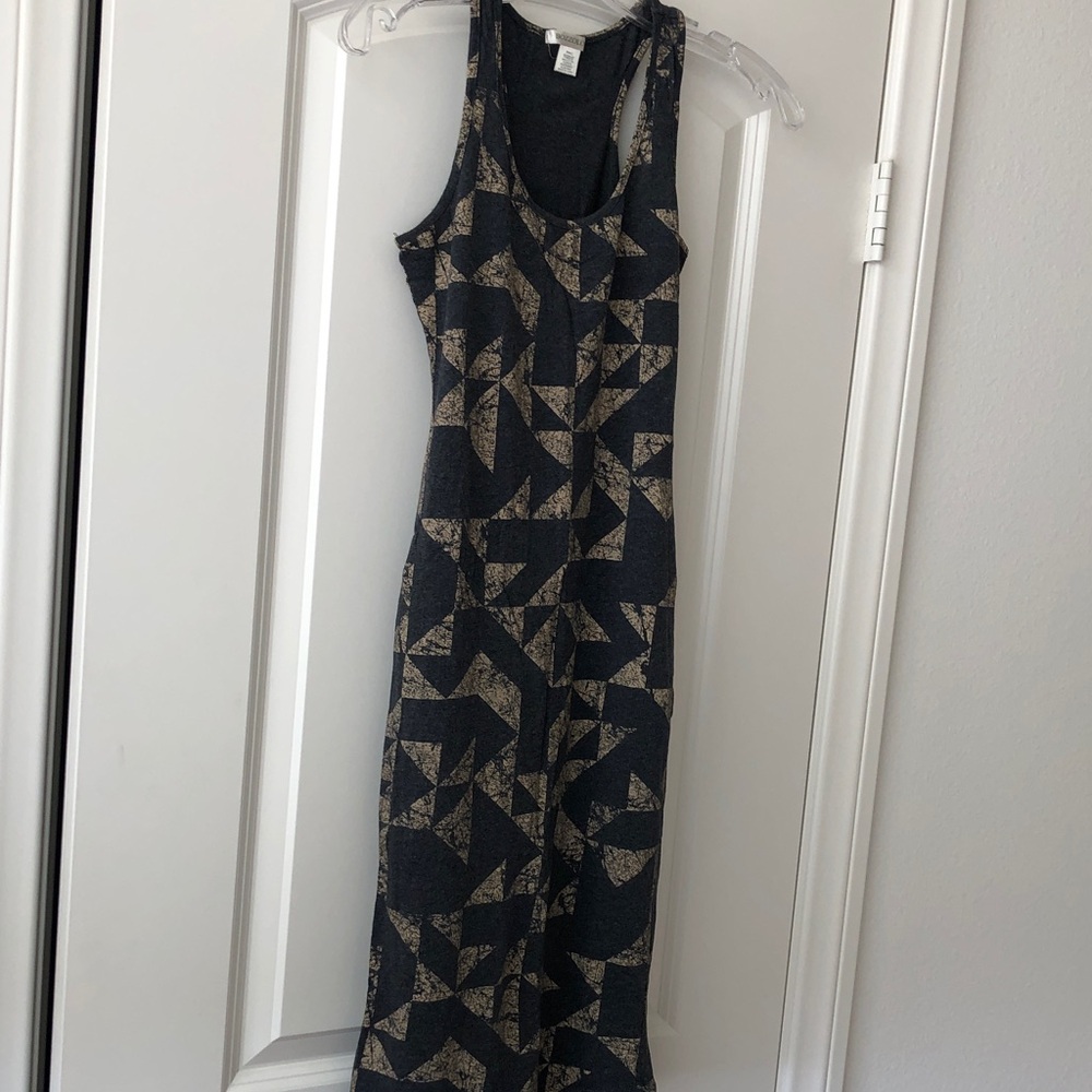 Bozzolo Grey Tank Midi Dress with Tan Geometric Print - Picture 5 of 7